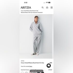 Aritzia boyfriend half zip size L